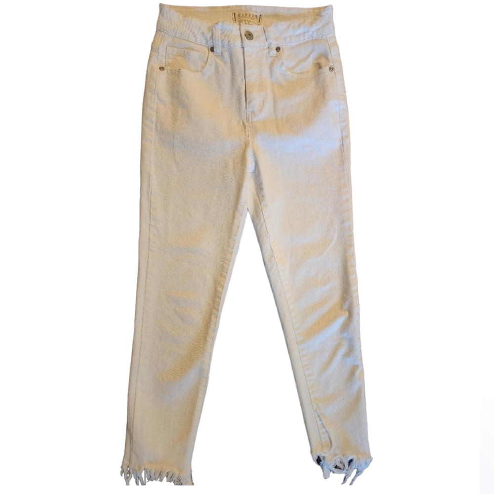 Harper Heritage High Rise Skinny Jeans Size 25 White Raw Hem
